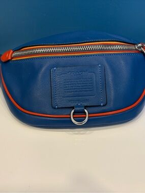 Coach Leather Belt Bag Blue Orange Crossbody Sling Fanny Pack